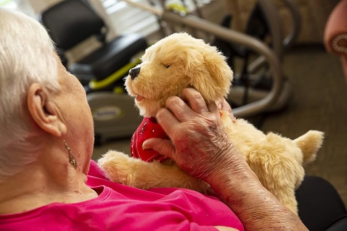 JOY FOR ALL Ageless Innovation Companion Pet for Seniors - Lifelike Animatronic Dog - Realistic Soft-Touch Coat & Heartbeat - Therapy Stuffed Animal - Toy for Alzheimer's & Dementia - Golden Pup | Lifelike & Realistic Companion with Soft Fur, Head and ...