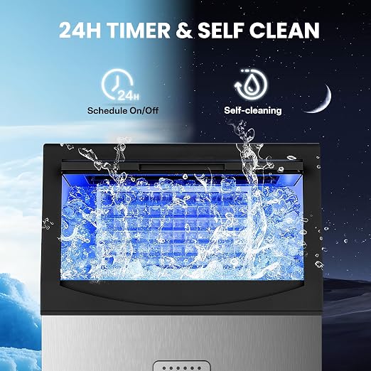 Manastin Commercial Ice Maker, Upgaded 200lbs/24H Large Ice Machine with 33LBS Storage Capacity, Under Counter Ice Maker with Water Filter, for Home & Bar, Self-Cleaning, Timer, 96 Ice Cubes/15 Mins