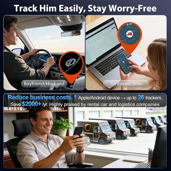 LIONO Car GPS Tracker & Charger with Built-in Rechargeable Battery, GPS Tracker for Vehicles, Hidden Car Tracker for Anti-Theft & Parking Location, for Family& Fleets, No Monthly Fee, No SIM, iOS Only | Apple Find My & Android compatible, rechargeable ...