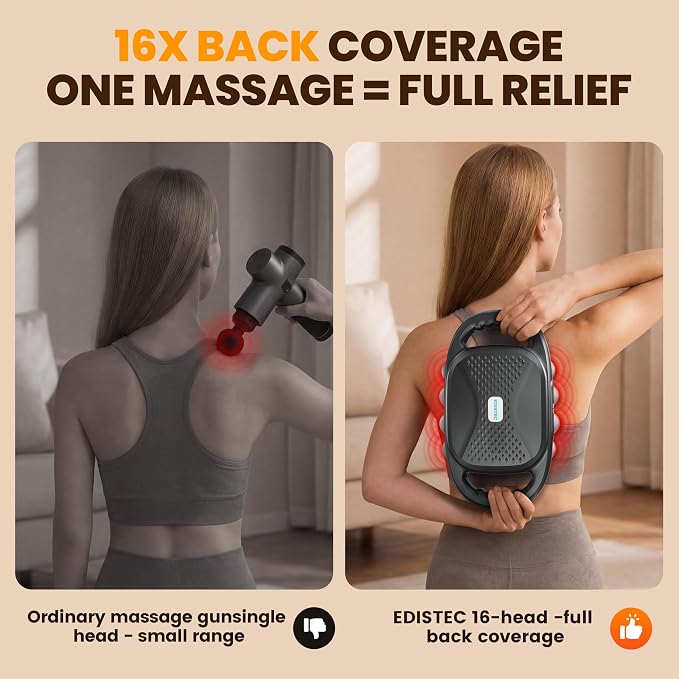 16 Head Massage Gun Deep Tissue Percussion Massager for Pain Relief, 3600mAh Long Battery Life Muscle Massager with 99 Intensities & 9 Modes, Ultra-Quiet Electric Back Massager Father Day Gifts
