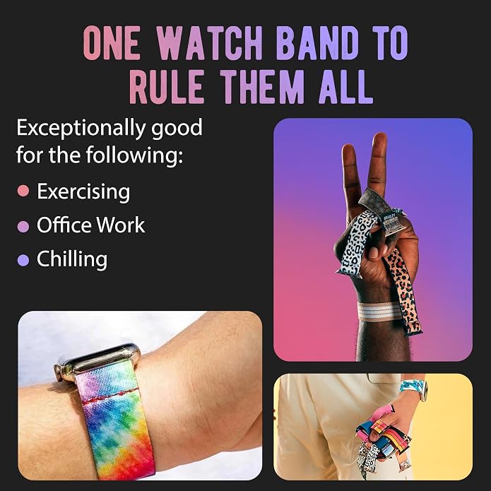 Braxley Bands for Apple Watches - Stretchy and Washable - Adjustable with Apple Watch Bands for Women & Men - Compatible with Apple Watch Series SE Ultra 9 8 7 6 5 4 3 2 1