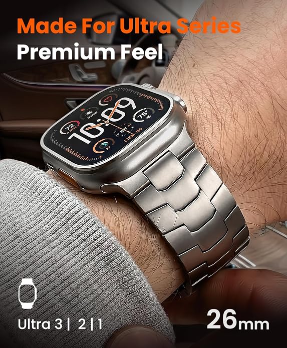 Titanium Watch Band AGIS01- Fits Apple Watch ULTRA 3/2/1 (49mm) - Adjustable Titanium Apple Watch Band with DLC Coating, Lightweight & Durable Strap for Men - Premium Color Matching Band