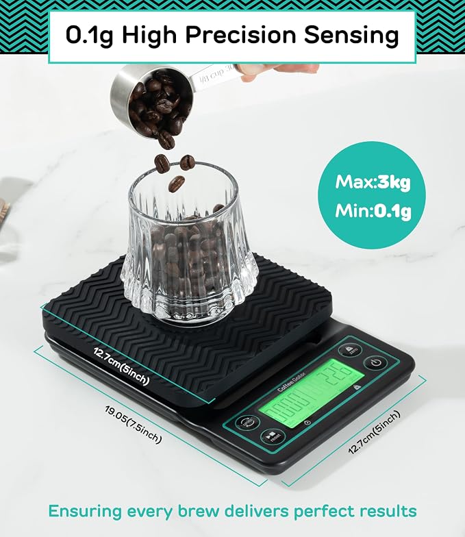 Coffee Gator Coffee Canister -22oz Airtight Stainless Steel and Coffee Scale 0.1 Precision with Timer