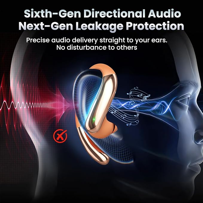 Bluetooth Headphones Wireless Earbuds Bluetooth 6.0 Headphone,Sport Bluetooth Earbuds Stereo Deep Bass Over Ear Bud with Earhooks,50Hrs Playtime, IP5 Waterproof Earphone for Gym/Running/Workout Orange