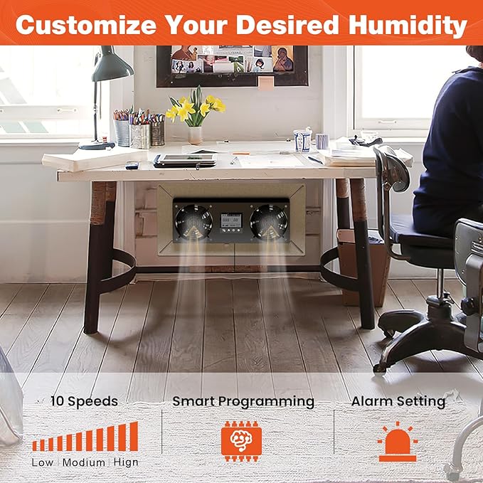 Abestorm Crawlspace Ventilation Fan, Crawl space Ventilator Fan with Humidistat, Temperature Controller, Moisture Reducing, for Crawl Spaces Garage Attic Hydroponics Grow Tents, 240CFM Air-out