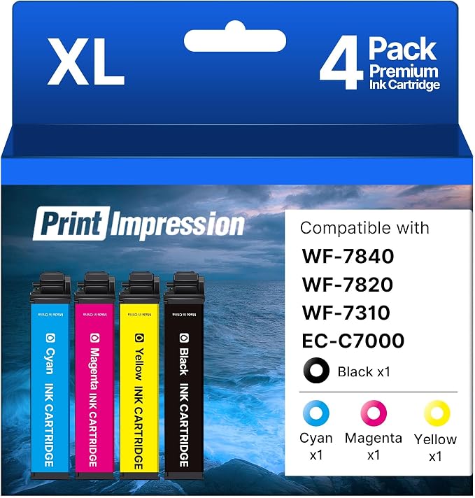 Remanufactured Ink Cartridge Replacement for Epson 812XL Ink Cartridges Combo Pack for 812XL Ink Cartridges for Workforce Pro WF-7840 WF-7820 WF-7310 EC-C7000 Printer (4 Pack)