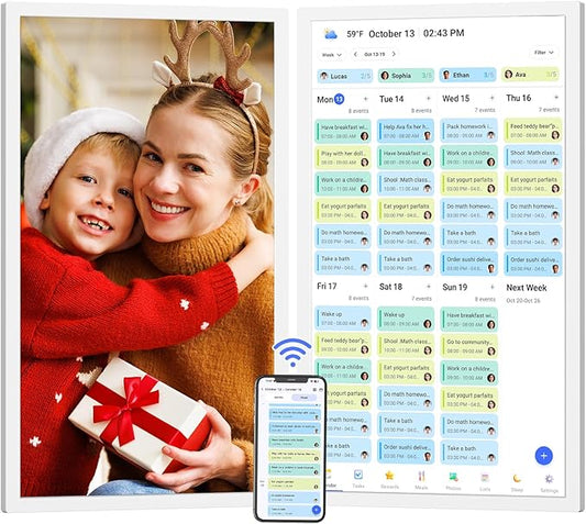 27" Wall Planner Digital Frame Calendar Chore Chart - FHD Touchscreen Interactive Display for Family Schedules, Star Rewards, to-do List, Auto-Sync Google iCloud Outlook Calendars, Gifts for Mom Dad