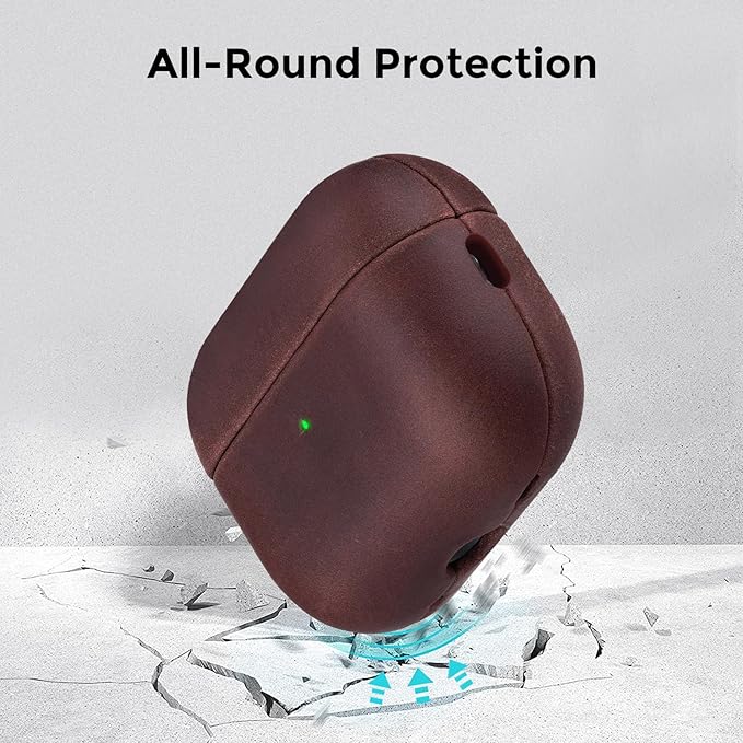 for AirPods Pro 3 Case, Handcrafted Vintage Genuine Leather Shockproof Cover Accessories with Lanyard Compatible with Apple AirPods Pro 3rd Generation 2025