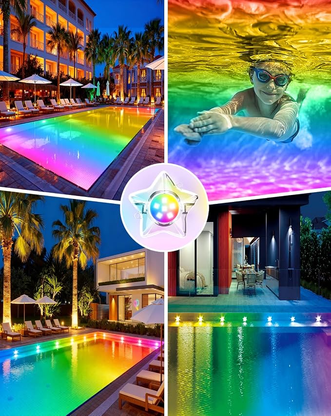 RGBIC Pool Lights 50FT – Plug-in Submersible LED Lights for Inground & Above Ground Pools, 16M Colors, Music Sync, App & Remote Control, IP68 Waterproof for Pool Party – Brighter Than Solar