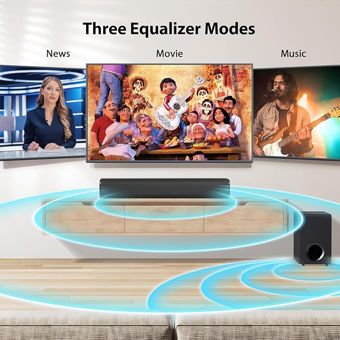 Upgraded Sound Bar for TV with 5.9inch Big Powerful 110W Subwoofer, Deep Bass, Bluetooth 5.4, ARC/Optical/AUX/Bluetooth Connect, Surround Sound System for PC/Gaming/Projectors/Gift Pcs