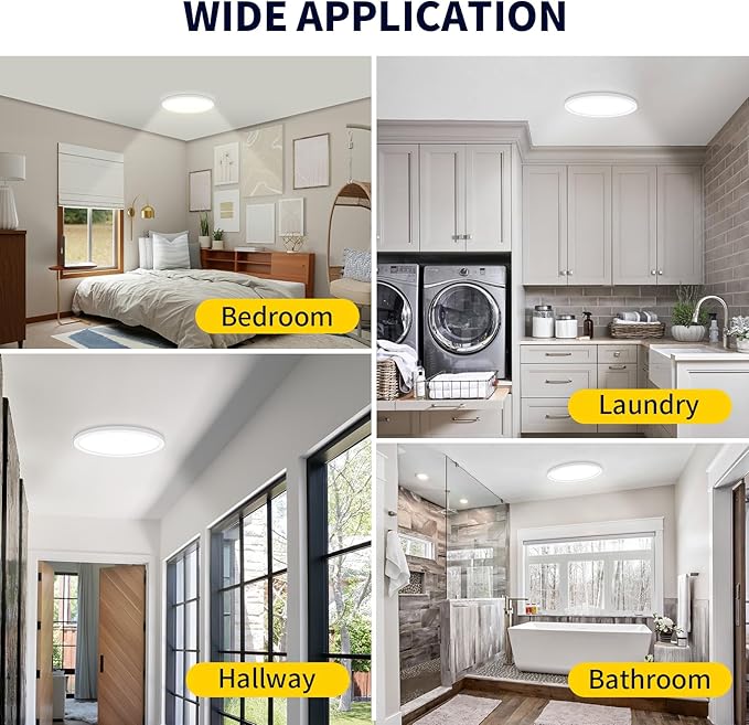 mw 16 Inch Flush Mount Ceiling Light, 30W, 120V, 5CCT 2700K/3000K/3500K/4000K/5000K, Dimmable Ultra Slim Modern LED Ceiling Light, Damp Location for Bedroom, Kitchen, Laundry Room, ETL Listed