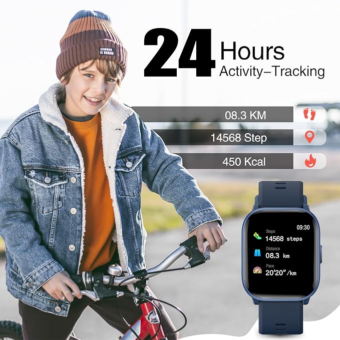 meoonley Kids Watch for Girls Boys with IP68 Waterproof, Girls Watch with 19 Sports Modes, Sleep Tracking, Pedometer, Stopwatch, Kids Activity Tracker, Birthday Gifts for Girls Age 6-15 Years Old