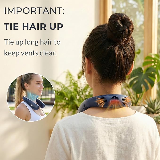 Neck Fan - Portable Personal Fan with Cooling Plate,Operated Wearable Rechargeable Fan with 5200mAh Lithium Battery,Neck Air Conditioner,3 Cooling Level&3 Speeds Level,Gifts for Women Men(Blue)