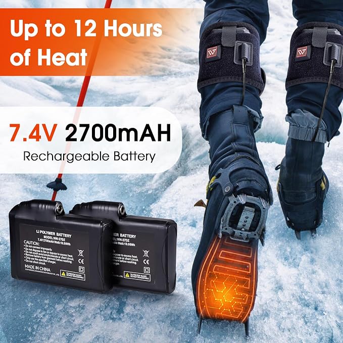 Heated Shoe Insoles,12-Hour Runtime,Removable 7.4V Battery Packs,3-Temperature Control, ETL-Certified Charger,Foot Warmers for Men & Women