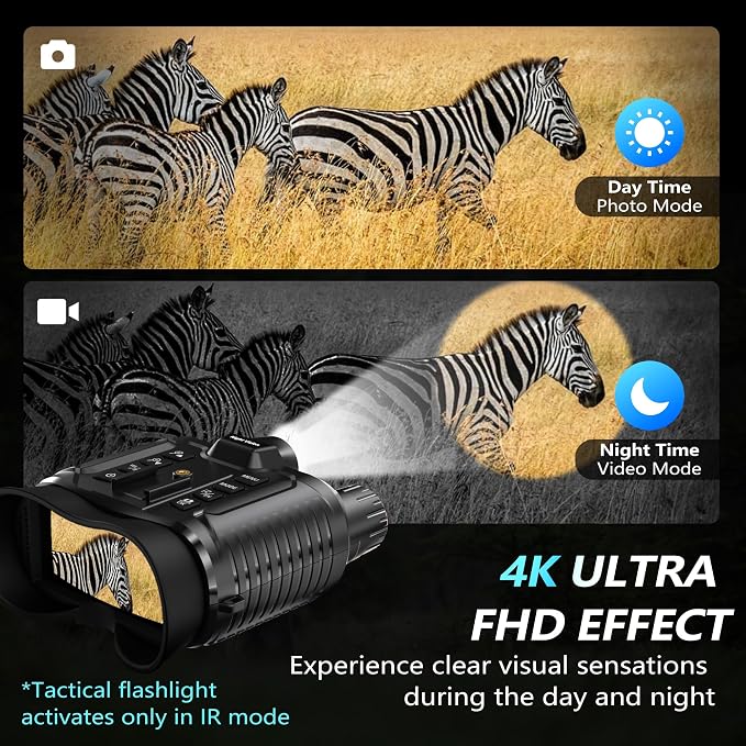 Dsoon Night Vision Goggles, Upgraded Rechargeable Head-Mounted Night Vision Binoculars with 32GB TF Card, Hands Free, Tactical Flashlight, 1312FT, 8X Digital Zoom