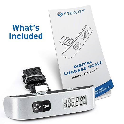 Etekcity Luggage Scale, Travel Essentials, Digital Weight Scales for Travel Accessories, Portable Handheld Scale with Temperature Sensor, Rubber Paint, 110 Pounds, Battery Included,2Pack