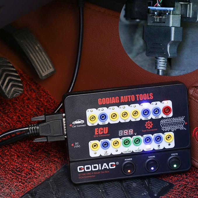 GODIAG® Auto ECU Breakout Box, GT100 Breakout Box OBDII Protocol Detector for OBDII Protocol Communication Detection/ECU Tool Maintenance/Diagnosis/Programming/Coding
