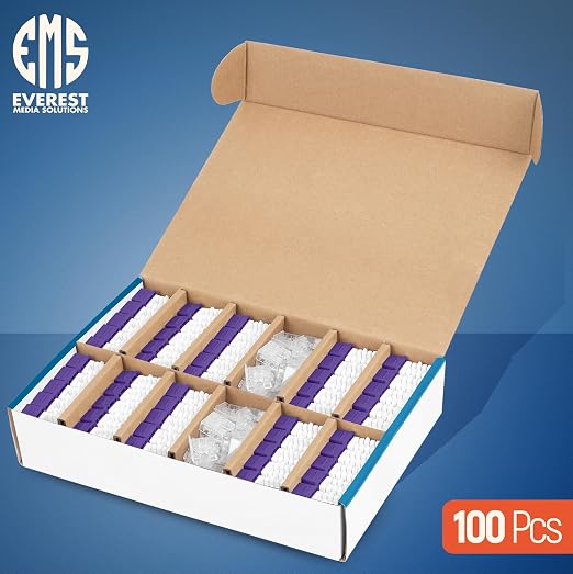 Everest 90° Angled RJ45 Cat6 Keystone Jacks 100-Pack in Purple - Slim Profile Female RJ45 Connectors - Cat 6 Keystone Jack - Compatible with 90° Angled Speed Termination Tool - easyJACK (B094WB91H3)