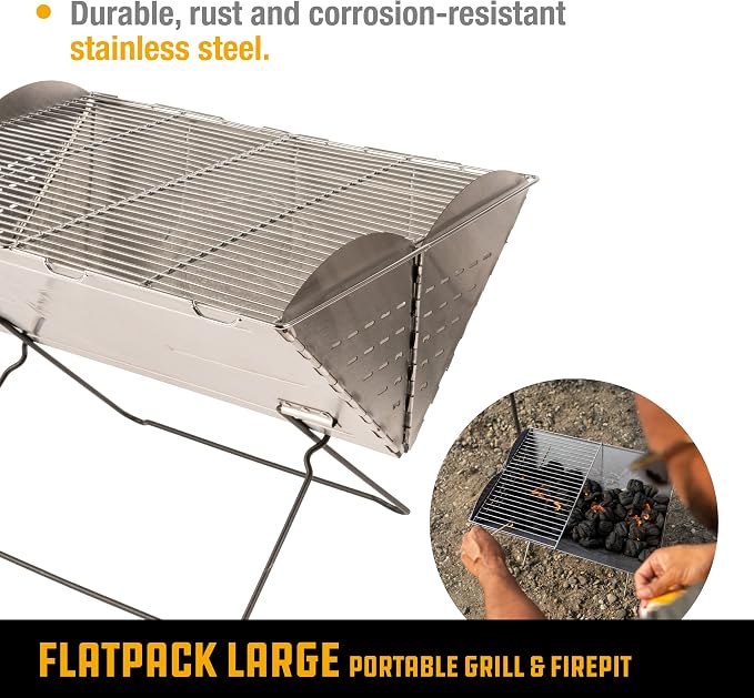UCO Flatpack Stainless Steel Portable Grill and Portable Fire Pit