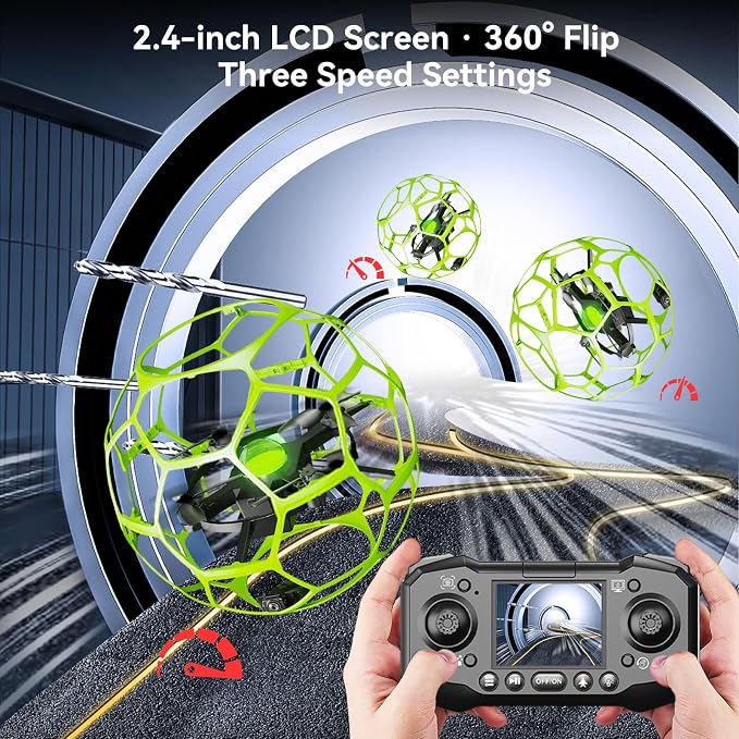 Brushless Camera Drone for Beginners, LCD Remote | Brushless motor, LCD remote, one-key takeoff, 3 speeds and 360° flips make indoor flying easy for new pilots.