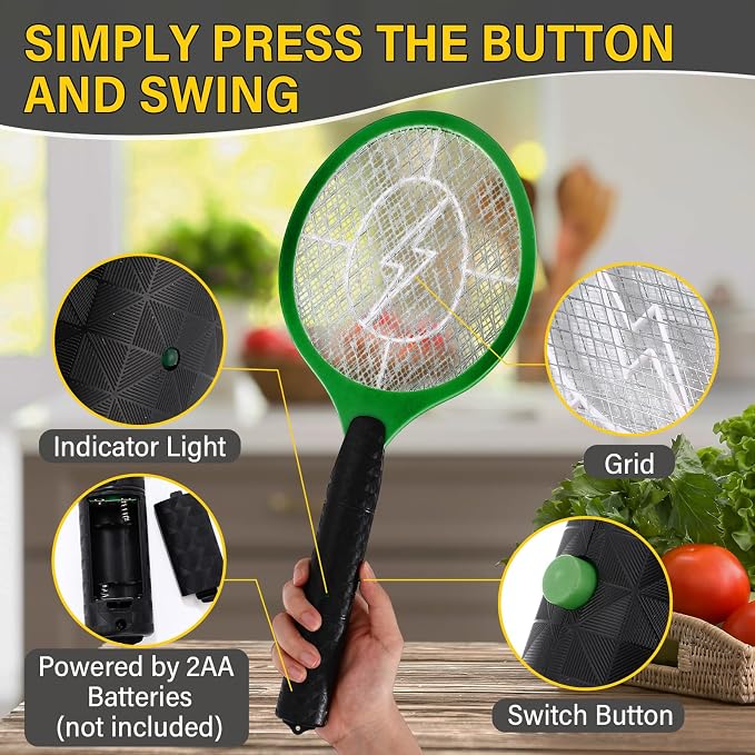 24 Pack Electric Fly Swatter Bulk Bug Zapper Rackets for Indoor Outdoor Insect Control Killer Bat Handheld Mosquito Swatter Battery Powered Electric Bug Killer for Home Patio Camping (4 Colors)