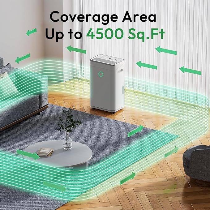 HUMILABS Dehumidifier for Basement with Drain Hose 4500 Sq. Ft - 50 Pint 1.7 gal Tank Dehumidifier for Home Bedroom Bathroom,Ultra Quiet 40 dB,Sleep Mode & 24H Timer,Child Lock,Ideal for Large Room