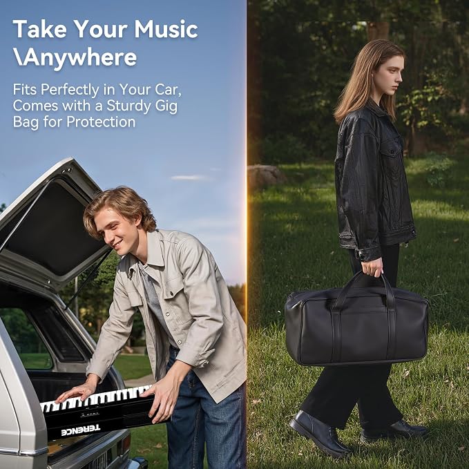 Portable Piano Keyboard 88 Keys: Semi-Weighted Folding Digital Piano Bluetooth, 128 Tones & Silent Mode TERENCE Electric Folding Piano Kit for Adult