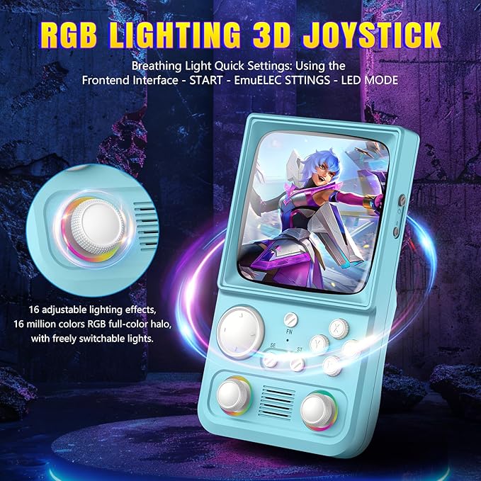R36TMAX Retro Gaming Console Handheld – 4.0" IPS Screen, 23+ Emulators, 64GB Preloaded Game Console, 5G WiFi Online Play, RGB Joystick, 4000mAh Portable Retro Game Console –Classic Blue