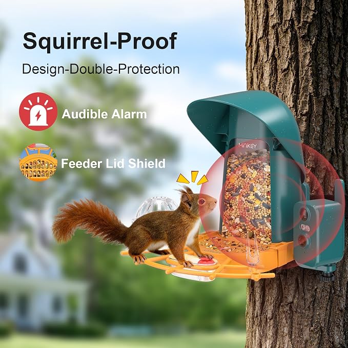 Smart Bird Feeder with Camera Outdoor Birdhouse, 4MP Ultra HD & AI Identify 11000+ Species, 2L Large Capacity, Solar Powered with App Arrived Alerts, Ideal Bird House Gifts for Mom Dad
