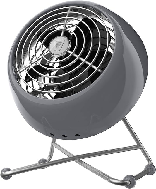 Vornado VFAN™ Mini Modern Personal Desk Fan with 2-Speed Control, Adjustable Tilt, Quiet Metal Air Circulator for Office, Bedroom, Dorm, Compact Desktop Cooling Device, Storm Gray