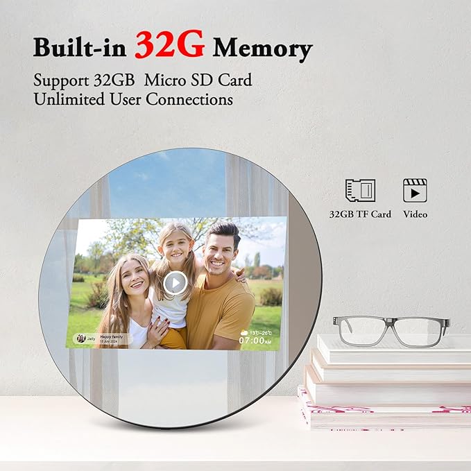 Frameo Digital Picture Frames WiFi Digital Photo Frame 10.1 Inch Smart Mirror IPS HD Touch Screen, 32GB, Easily Share Photos/Videos Through The Frameo APP, Decorating a House is Also a Great Gift