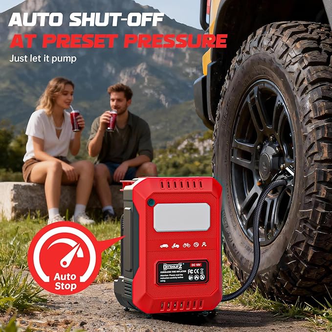 DIYtoolifz Tire Inflator Portable Air Compressor Compatible with Milwaukee 18V Battery, 160PSI Air Pump with Dual Digital Screen, Auto Shut-Off, 5X Faster Inflation & Deflation for Car (Tool Only)
