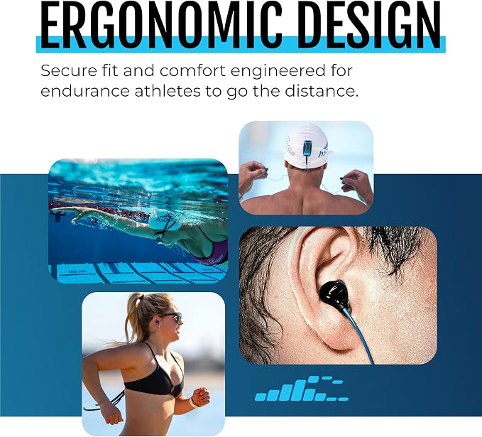 H2O Audio Surge S+ Waterproof Sport Headphones, (Short Cord Design) – in-Ear Sweatproof Earbuds for Swimming, Running, Cycling – IPX8 Waterproof, Compatible with iPods & MP3 Players
