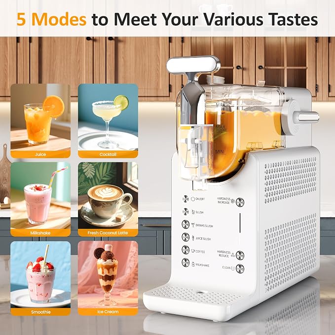 Slushie Machine for Home: 68oz Single-Tank Frozen Drink Maker with Rapid Chill Technology, Self-Cleaning System & 5 Drink Modes, Keep Drinks Cold up to 12 Hours, ETL Certified, White