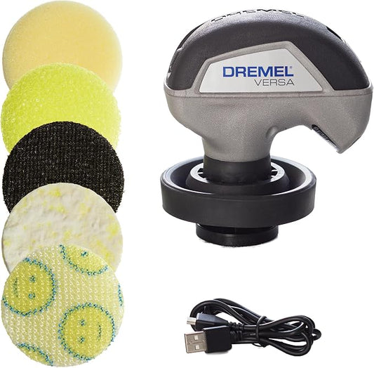 Dremel Versa Power Scrubber Kit with 5 Scrub Daddy Cleaning Sponge Pads - Waterproof Cordless Electric Spin Scrubber, High Speed, Multi-Surface Cleaning for Kitchen, Household, and Bathroom, PC10-07