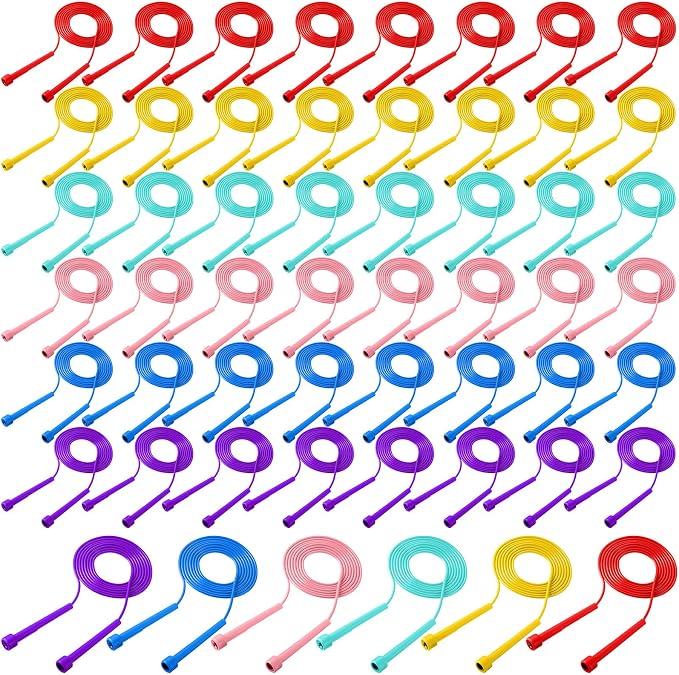 Silipull 72/144 Pcs PVC Jump Ropes Bulk Fitness 9.2 ft Adjustable Skipping Rope Versatile Speed Rope with Plastic Handles for Women Men Endurance Training Cardio Exercise Workout Outdoor