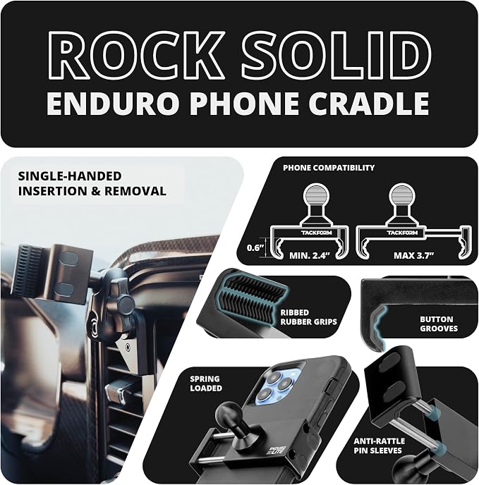 Tackform Link Vent Mount Universal Phone Holder - Compatible with 2021-2025 Ford F150 & Raptor, 2023-2025 Ford Super Duty | Aluminum | Zero Slip, Anti-Scratch | 2" Arm | Blue