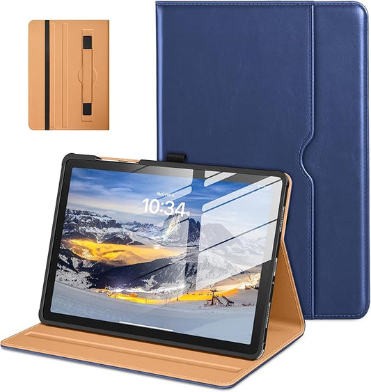 DTTO for Samsung Galaxy Tab A11+/A11 Plus/A9+ Plus 11 inch Case (2023/2026), Premium Leather Folio Stand Cover with Hand Strap for, Multi-Angle Viewing and Auto Wake/Sleep, Navy Blue