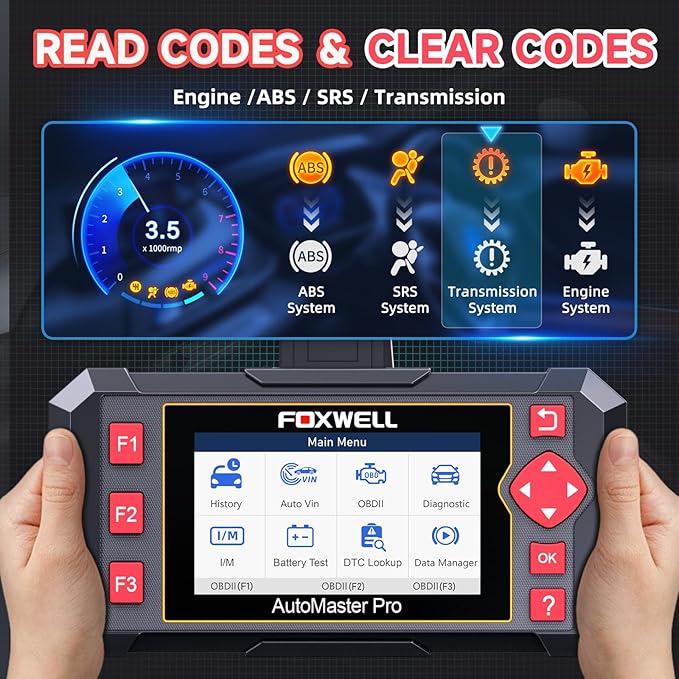 FOXWELL OBD2 Scanner Diagnostic Tool NT604, ABS/SRS/Transmission/Check Engine Code Reader for Cars and Trucks, 2026 diagnostic scanner for all vehicles, EN/ES Ver., Lifetime Update, Live Data, AutoVIN