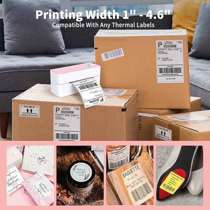 ASprink Thermal Label Printer with 2"×2" Color Circle Thermal Labels(750)