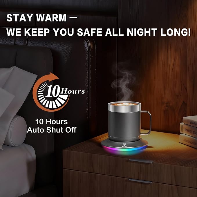 Electric Coffee Mug 12oz Gun Black - Temperature Control Cup Warmer for Desk, 10H Auto-Off