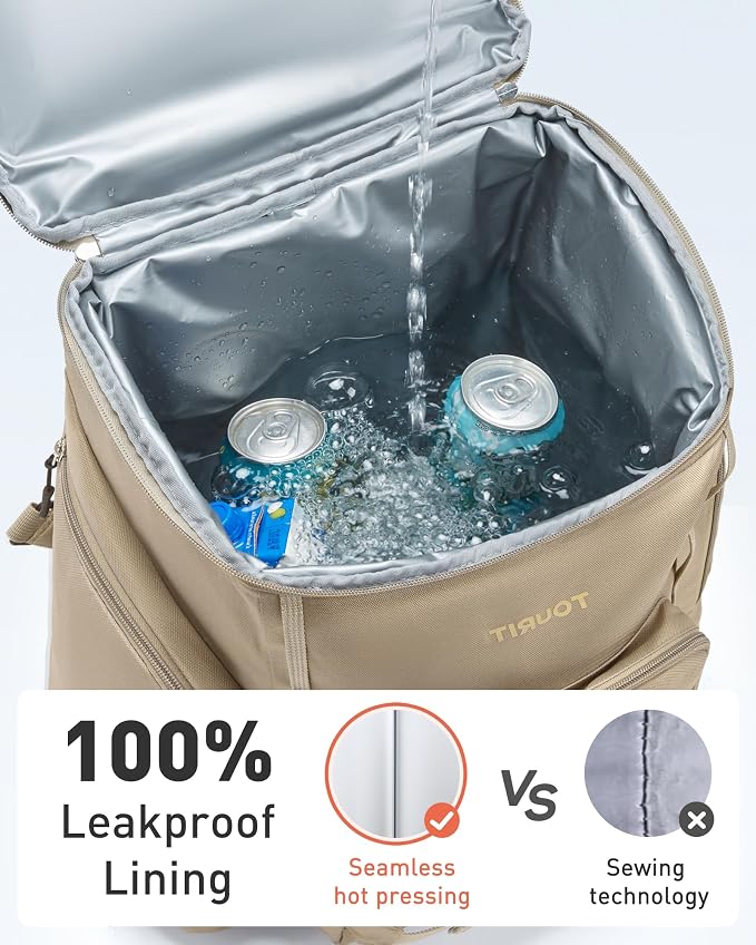 TOURIT Insulated Rolling Cooler Backpack, Leakproof Waterproof Beach Cooler Bag with Wheels and Handle, Outdoor Camping Picnic Travel