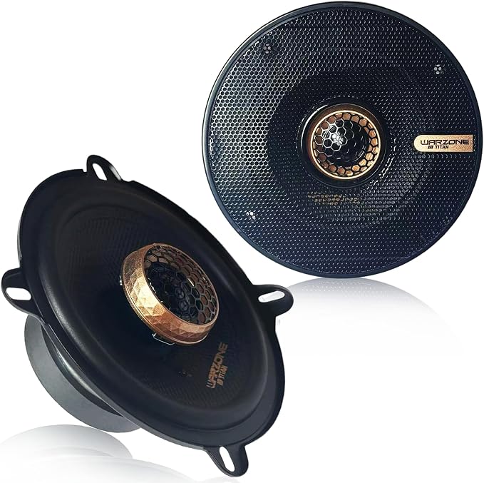 Warzone 2X WZ52PTi 5-Inch Super Coaxial Speaker Pair, 4 Ohm, 380W Max, 100W RMS, 90dB Sensitivity, Ferrite Woofer & PEI Dome Tweeter for Pro Car Audio