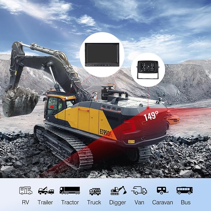 7-inch AHD1080P Wired RV Backup Camera System, IP69k Waterproof IR Night Vision Reversing Camera, Vibration-Proof 20G for Trailer/Tractors/Truck/Excavator/Skid Steer/Heavy Equipment, WY7