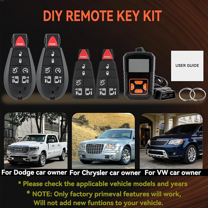 2PCS Car Key Fob Replacement for Dodge Grand Caravan 2008 2009 2010 2011 2012 2013 2014 2015 2016 Chrysler Town Country Simple DIYRemote Key Kit At Home IYZ-C01C