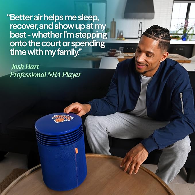 BLUEAIR x New York Knicks Champions Edition Blue Signature Small Smart Air Purifier, Home & Office, Air Cleaner for Pets, Allergies, Dust & Smoke, Cleans 1,190 Sq Ft Per Hour, Quiet HEPA Air Purifier