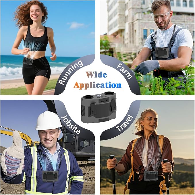 20000mAh Portable Waist Fan, Personal Fan Clip on with Rechargeable Battery, 5 Speeds & 40H Cooling, 20000RPM Wearable Shirt Belt Hands-Free Neck Fan for Outdoor Hiking Travel Jobsite Worker (Gray)