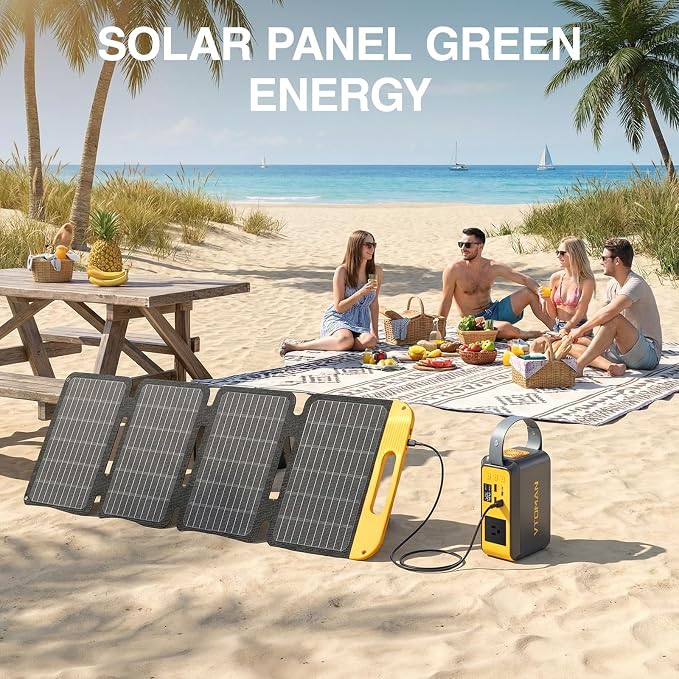 VTOMAN Jump 100 Solar Generator with 40W Solar Panel, LiFePO4 BatteryPortable Power Station & Foldable Solar Panel for Outdoor Camping, Hiking, Cycling, Backpacking, Car Travel