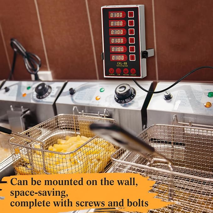 Relaxweex 1 Pack Digital Kitchen Timer, Commercial Cooking Timer with Loud Alarm, Large LCD Display, for Restaurants, Baking, Labs, Multiple Independent Countdown Timers (6 Channel)