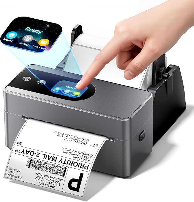 Phomemo 4x6 Shipping Label Printer with Touch Screen, Wireless Bluetooth Thermal Label Printer for Small Business & Packages, Compatible with Amazon Shopify Etsy UPS USPS